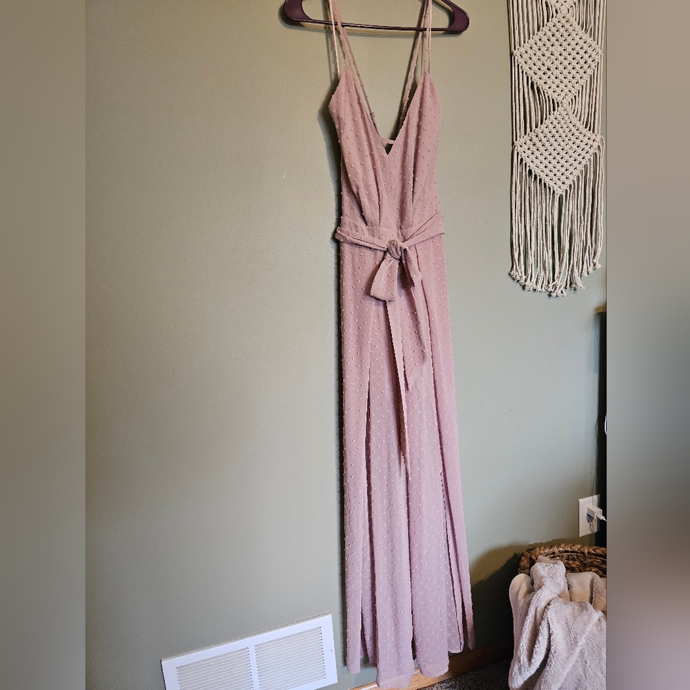 Favlux Fashion Mauve Jumpsuit with Tie Waist Detail